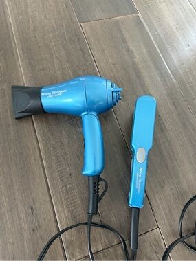 BaByliss Blue Nano Titanium Hair Dryer and Flat Iron Set